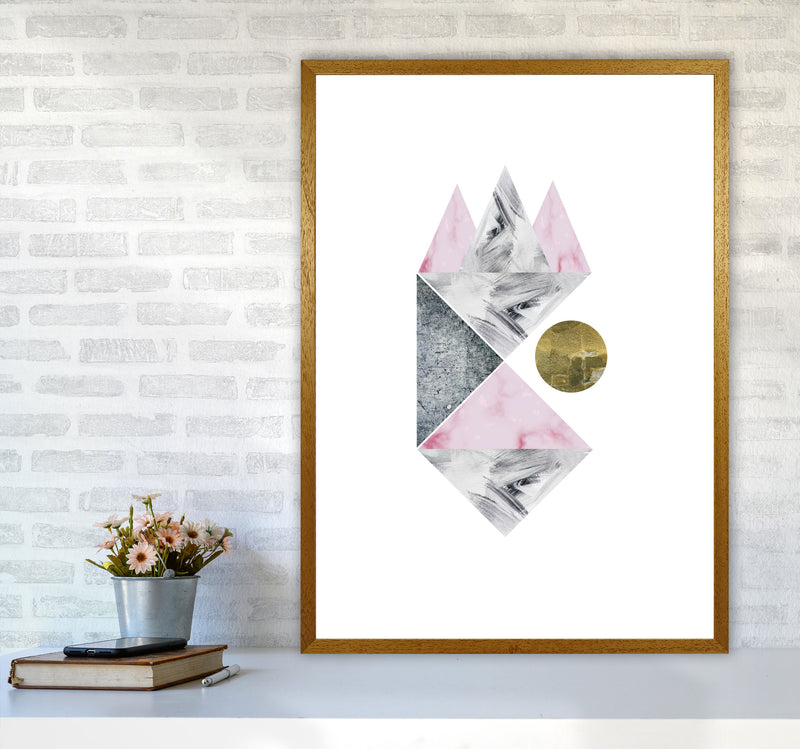 Pink And Grey Abstract Triangles Modern Print A1 Print Only