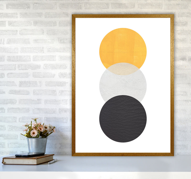 Yellow And Black Abstract Circles Modern Print A1 Print Only