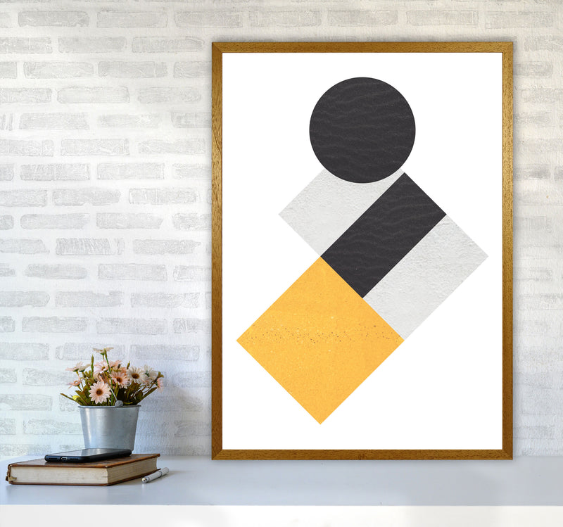 Yellow And Black Abstract Circles And Squares Modern Print A1 Print Only
