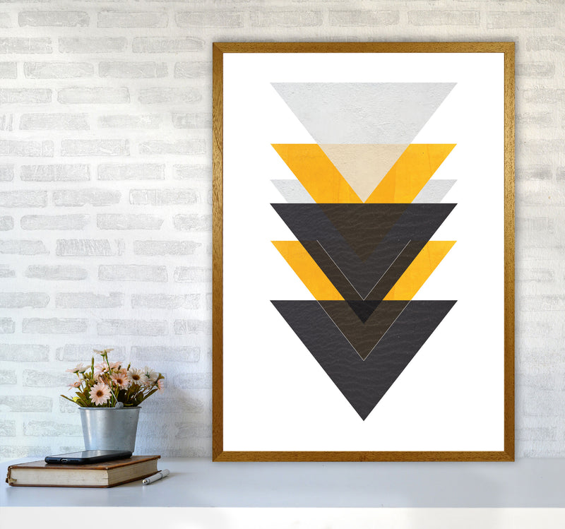 Yellow And Black Abstract Triangles Modern Print A1 Print Only