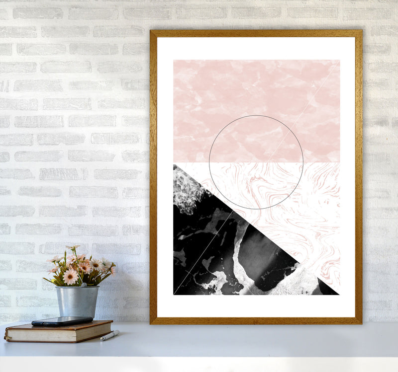 Black And Pink Marble Abstract Rectangle Shapes Modern Print A1 Print Only