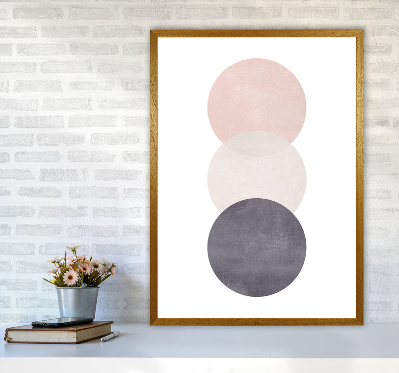Cotton, Pink And Grey Abstract Circles Modern Print A1 Print Only