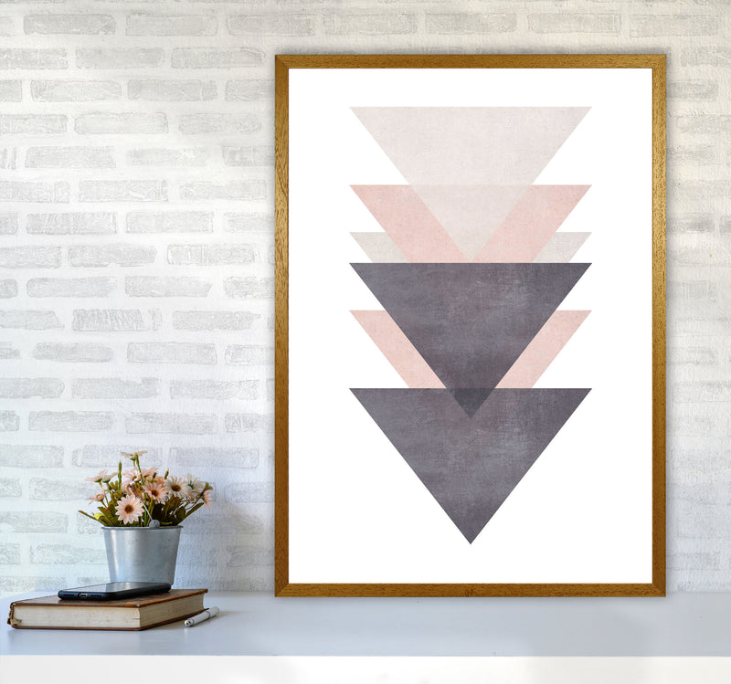 Cotton, Pink And Grey Abstract Triangles Modern Print A1 Print Only