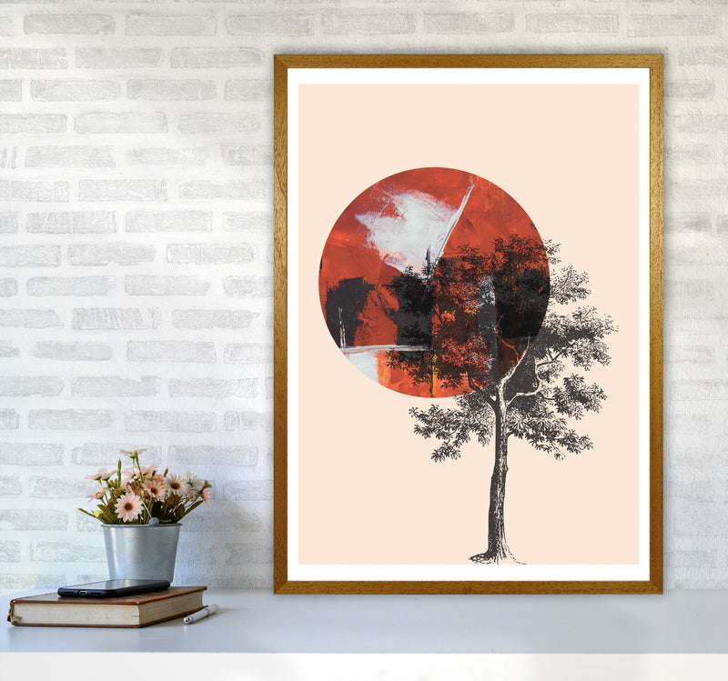 Red Sun And Tree Abstract Modern Print A1 Print Only