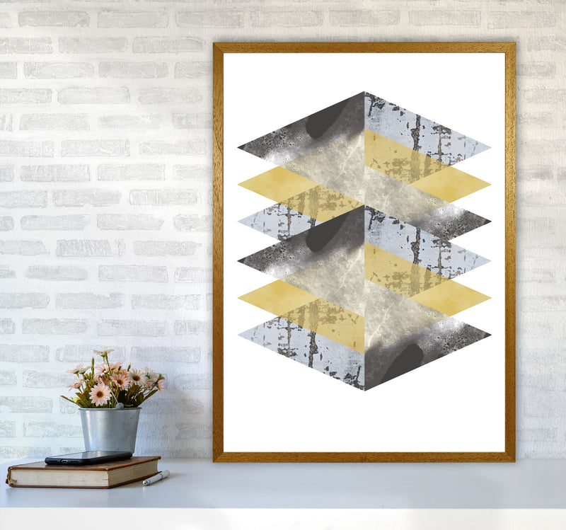 Scuff, Yellow And Grey Abstract Triangles Modern Print A1 Print Only