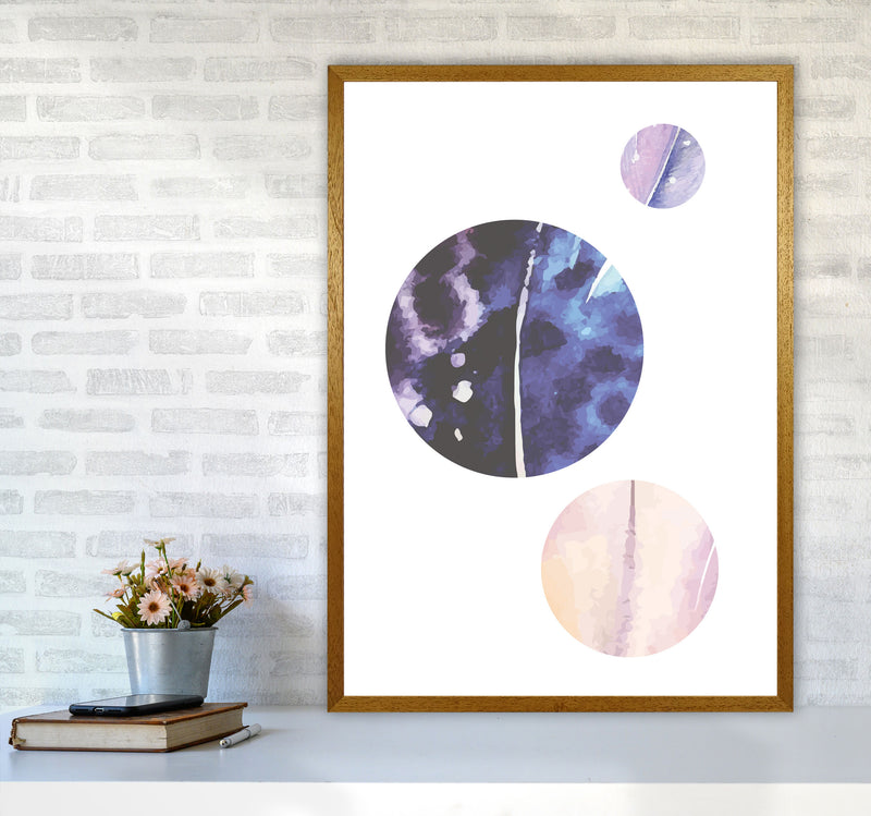 Pink And Purple Watercolour Planets Abstract Modern Print A1 Print Only