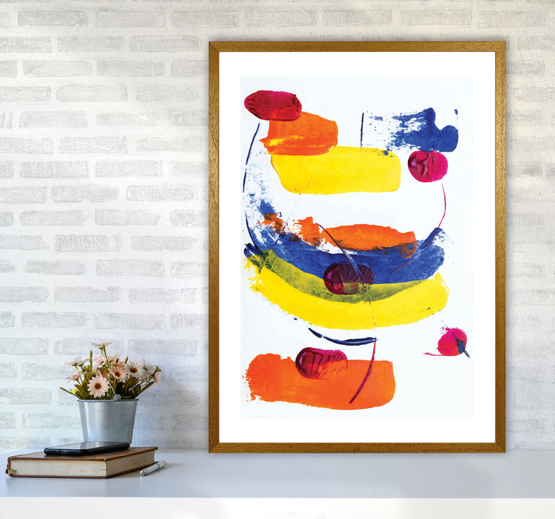 Bright Yellow, Blue and Red Abstract Paint Strokes Modern Print A1 Print Only