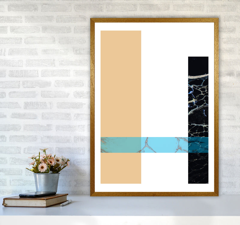 Blue Sand Abstract Rectangles Modern Print A1 Print Only