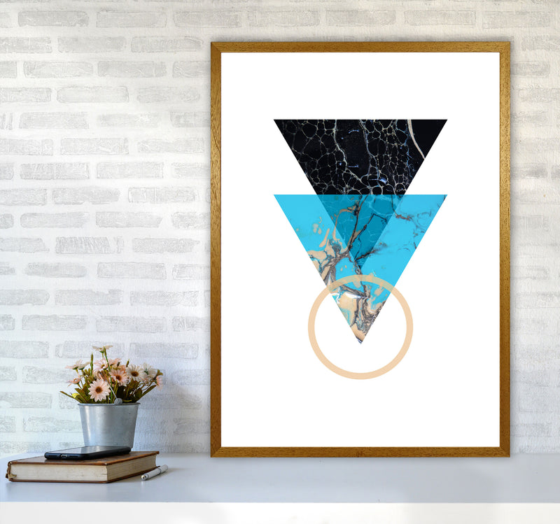 Blue Sand Abstract Triangles Modern Print A1 Print Only