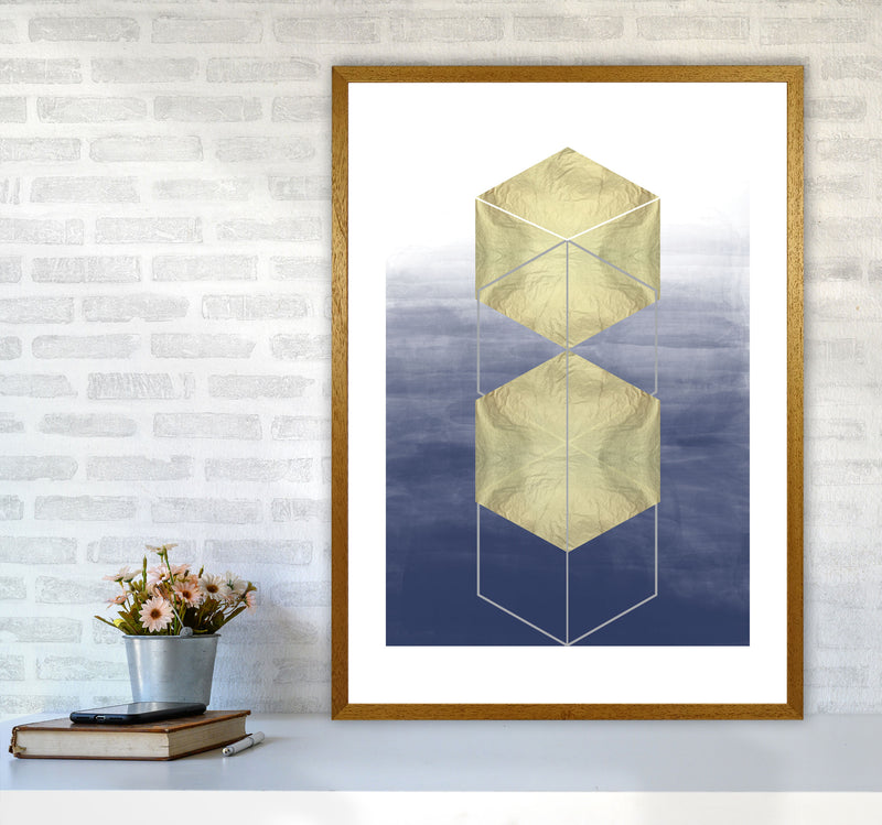 Navy And Gold Abstract Hexagons Modern Print A1 Print Only