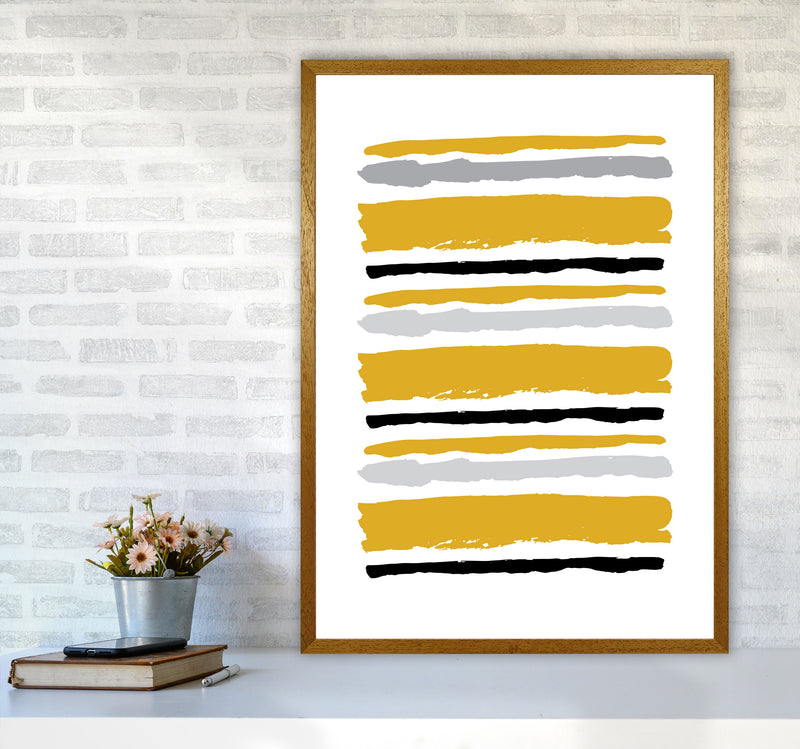 Mustard Contrast Abstract Stripes Modern Print A1 Print Only