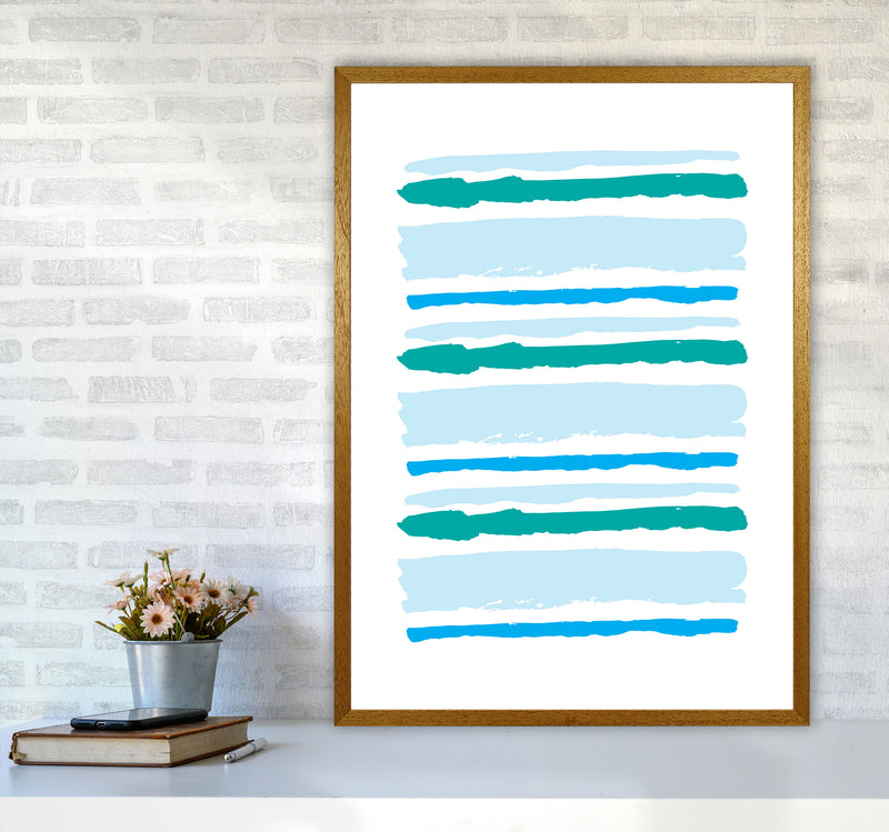 Blue Contrast Abstract Stripes Modern Print A1 Print Only