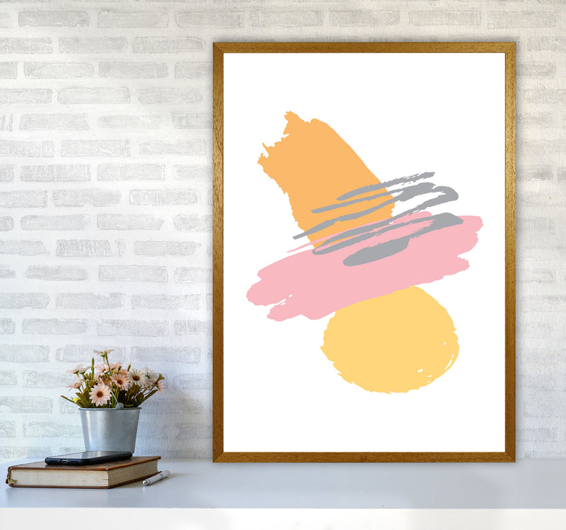 Pink And Orange Abstract Paint Shapes Modern Print A1 Print Only