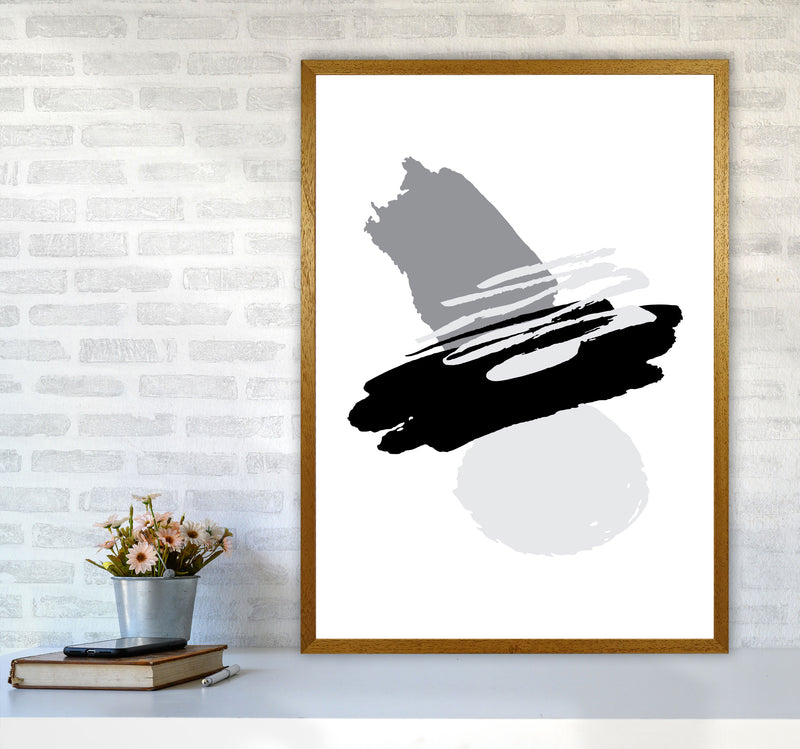 Black And Grey Abstract Paint Shapes Modern Print A1 Print Only
