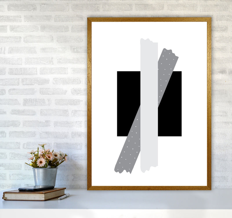 Black Square With Grey Bow Abstract Modern Print A1 Print Only