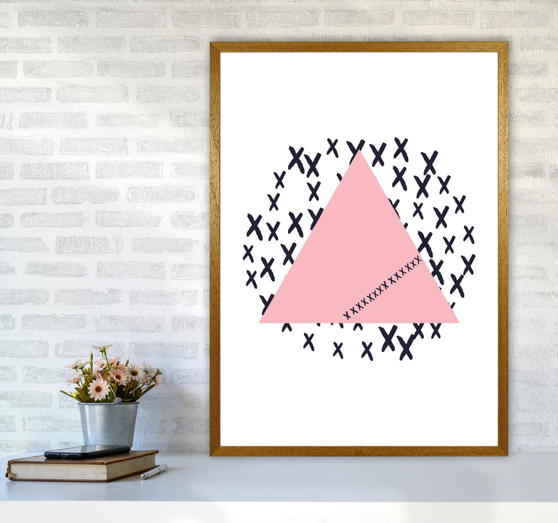 Pink Triangle With Crosses Abstract Modern Print A1 Print Only