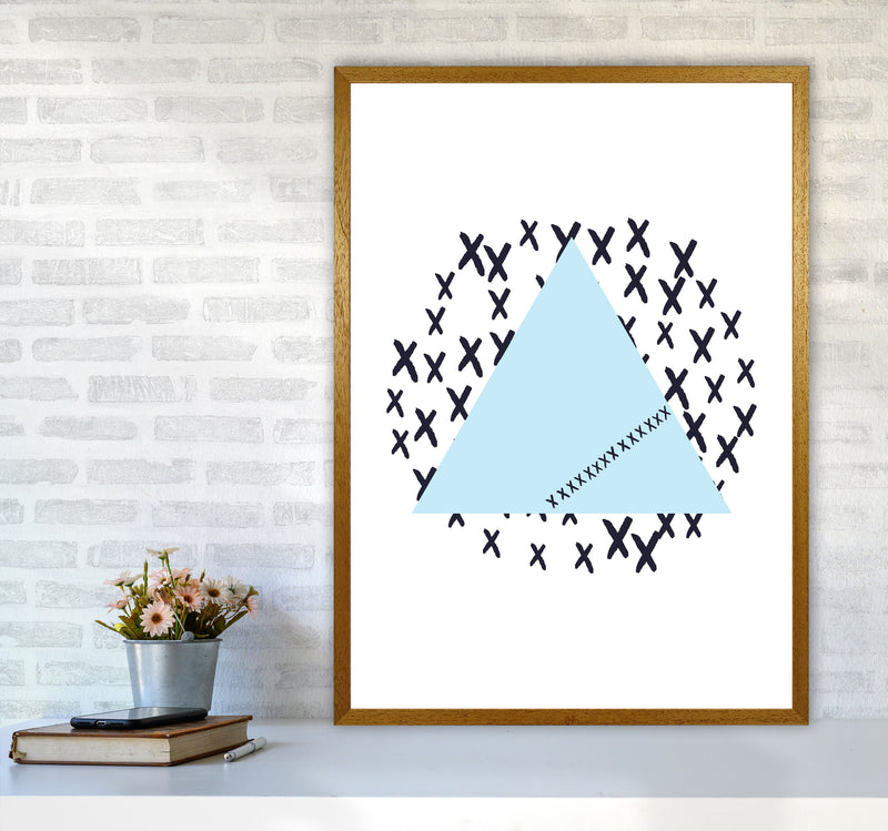 Blue Triangle With Crosses Abstract Modern Print A1 Print Only