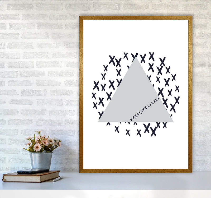 Grey Triangle With Crosses Abstract Modern Print A1 Print Only