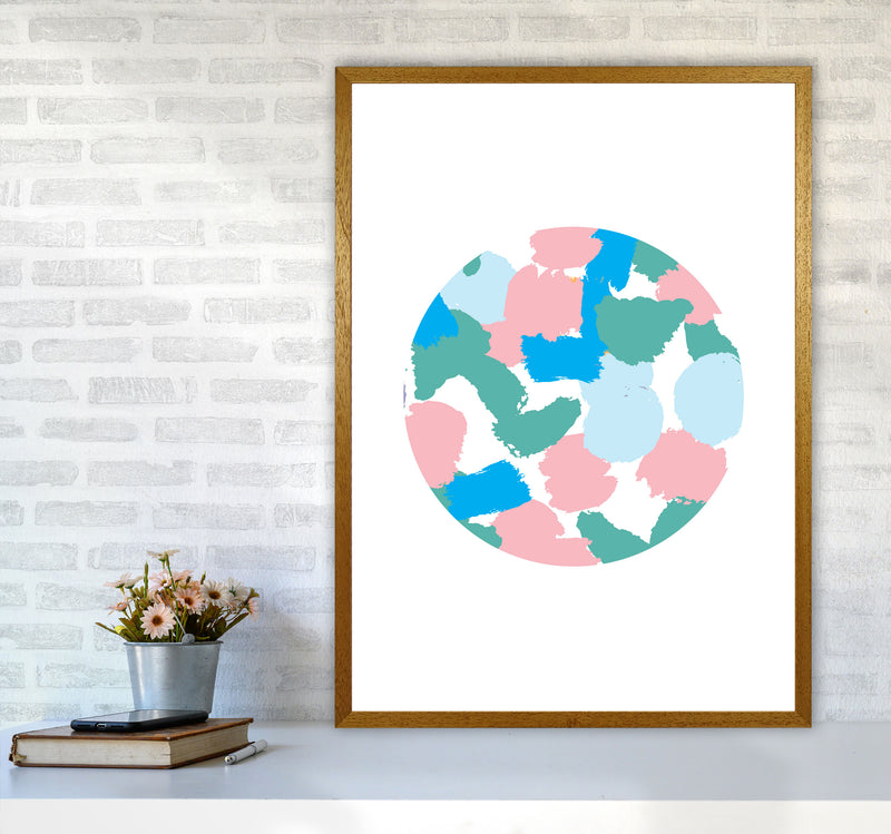 Pink And Green Paint Splodge Circle Abstract Modern Print A1 Print Only