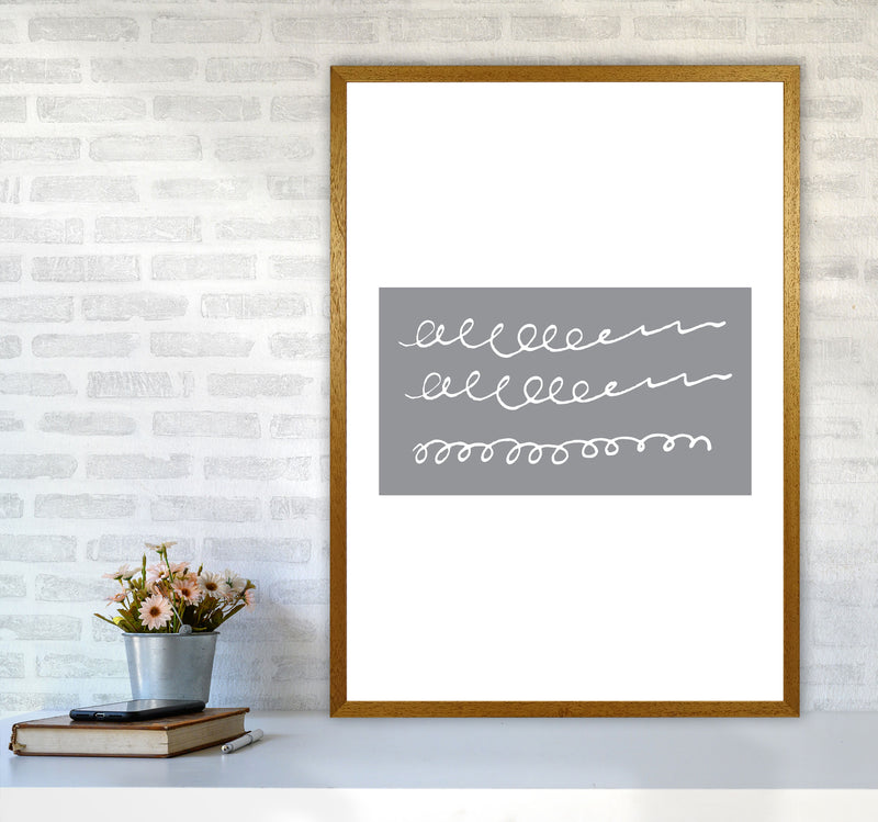 Grey Rectangle Swirls Abstract Modern Print A1 Print Only