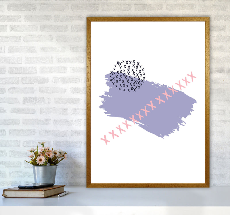 Purple X Paint Brush Abstract Modern Print A1 Print Only