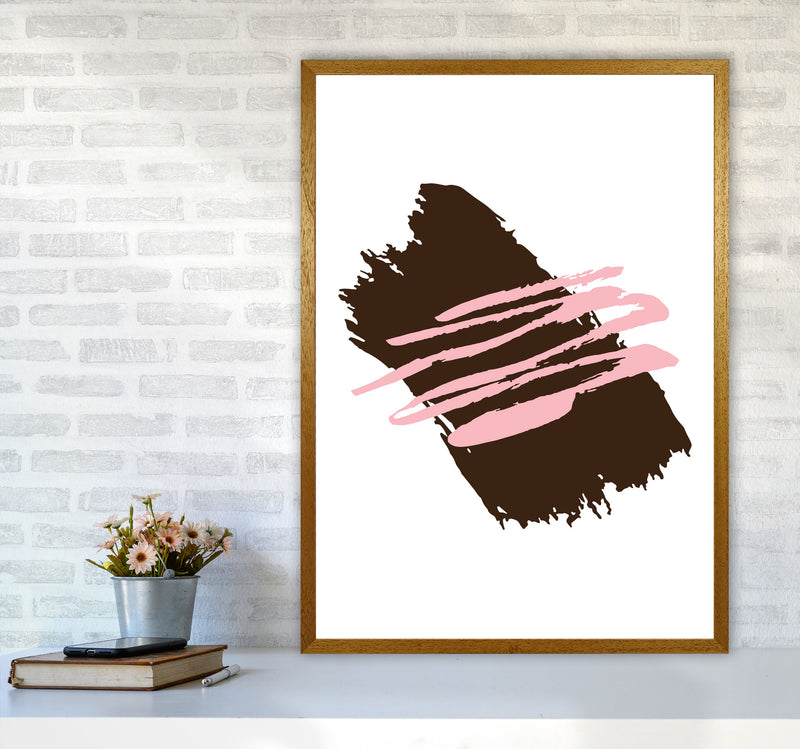Black Jaggered Paint Brush Abstract Modern Print A1 Print Only