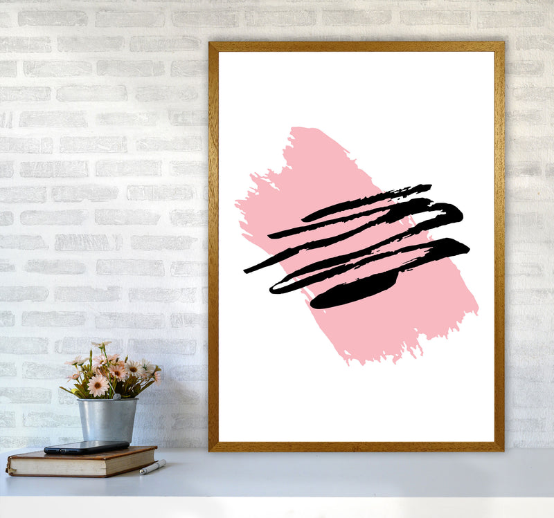 Pink Jaggered Paint Brush Abstract Modern Print A1 Print Only