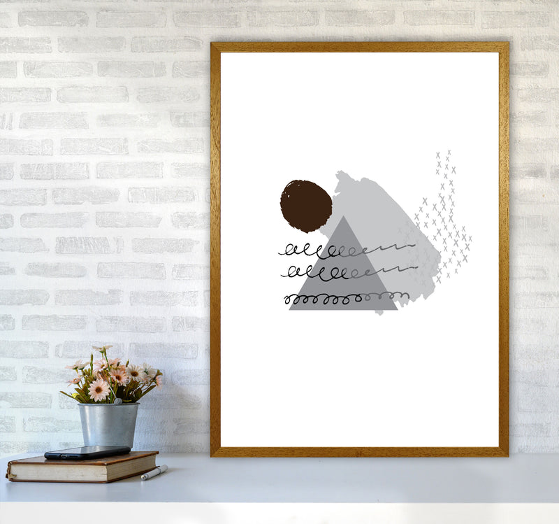 Grey And Black Mountain Sun Abstract Modern Print A1 Print Only