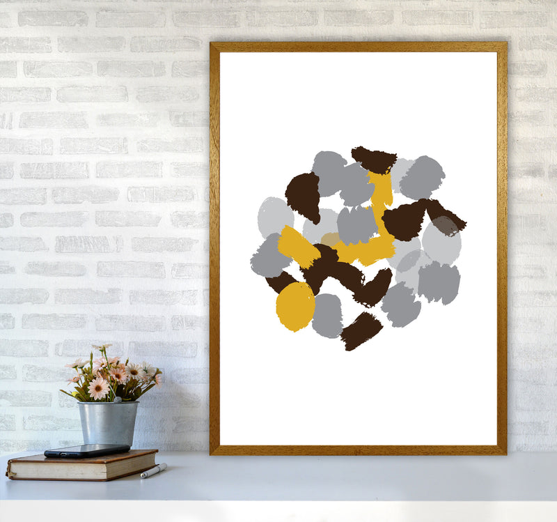 Mustard Abstract Paint Splodge Modern Print A1 Print Only