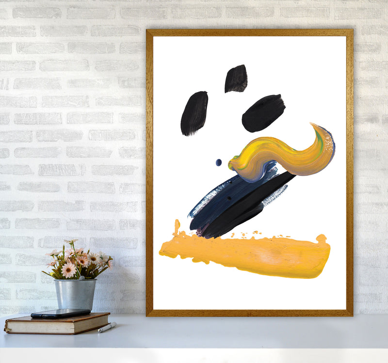 Mustard And Black Abstract Paint Strokes Modern Print A1 Print Only