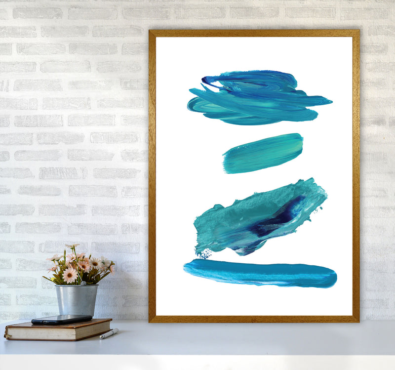 Turquoise Abstract Paint Strokes Modern Print A1 Print Only