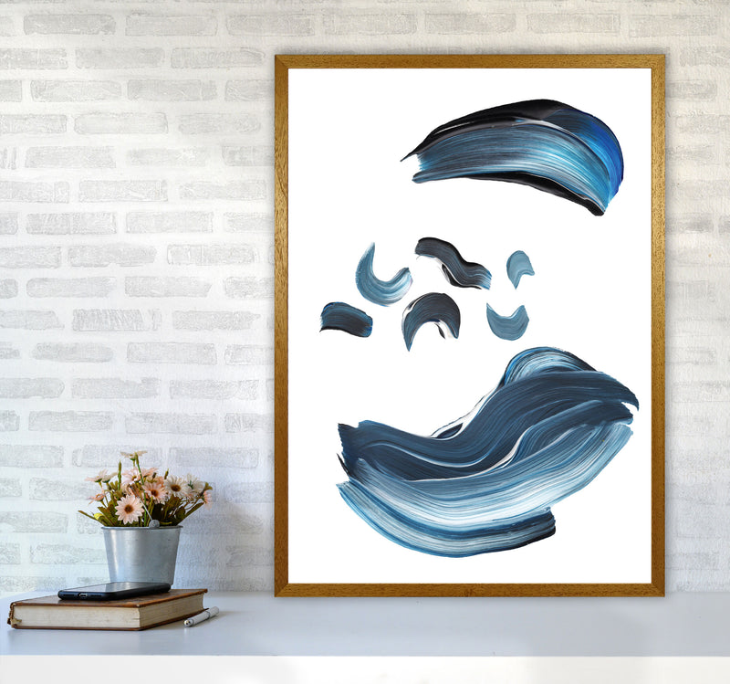 Dark Blue And Grey Abstract Paint Strokes Modern Print A1 Print Only