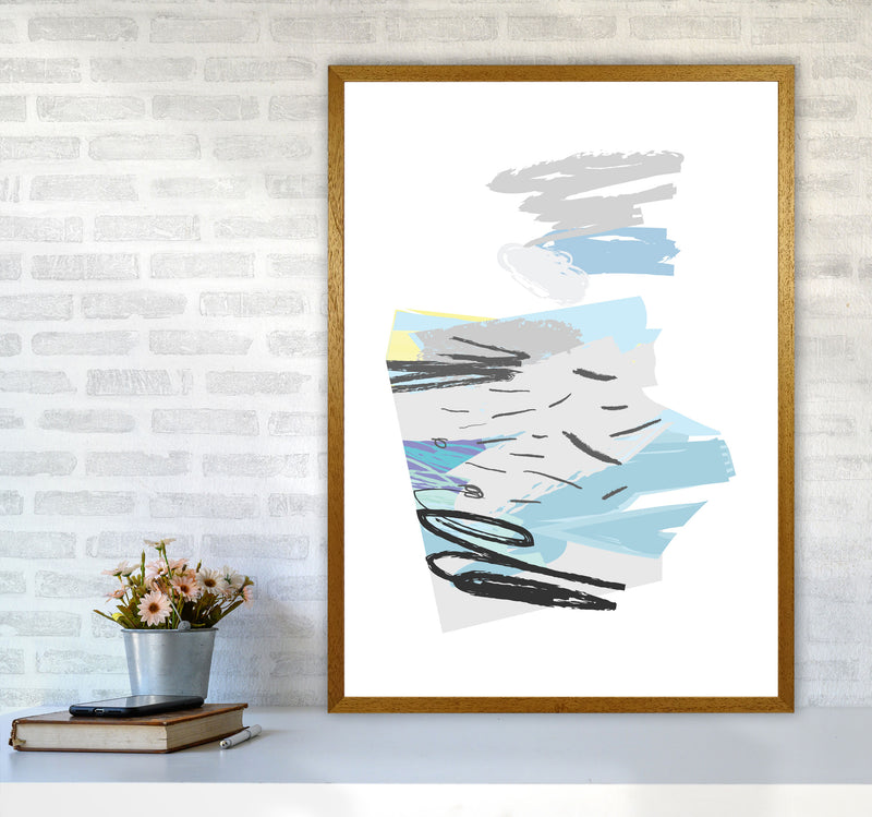 Blue And Grey Abstract Drawings Modern Print A1 Print Only