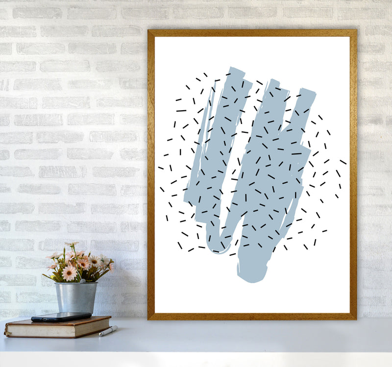 Blue Paint With Black Polka Abstract Modern Print A1 Print Only