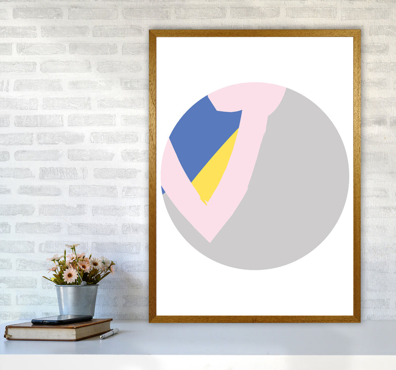 Grey, Pink And Navy Abstract Circle Modern Print A1 Print Only