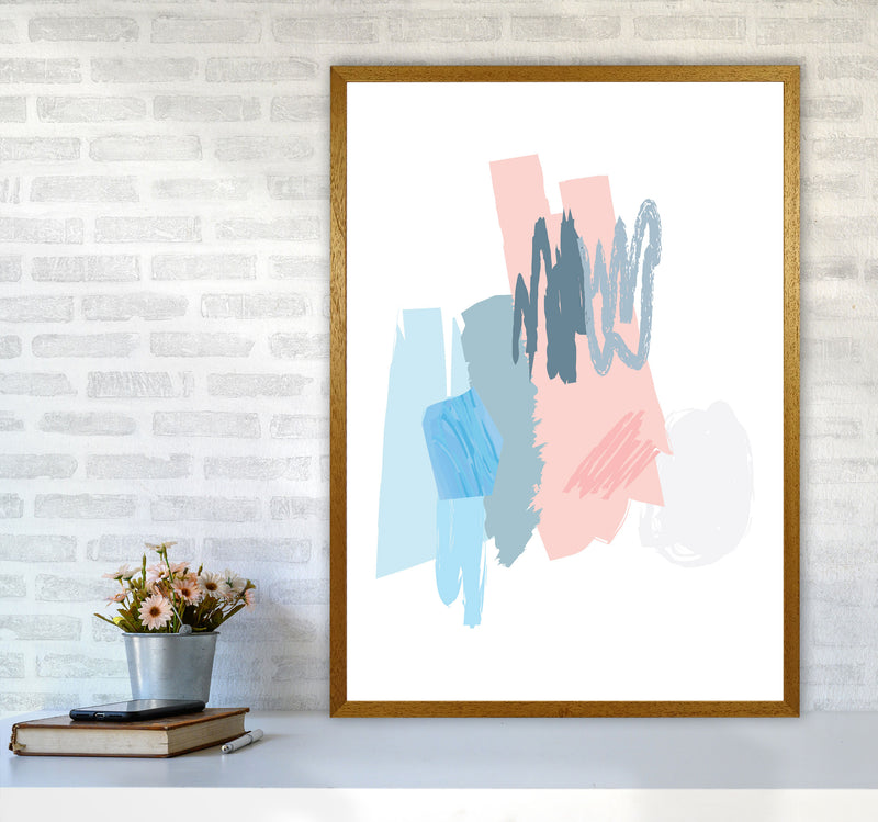 Blue And Pink Abstract Scribbles Modern Print A1 Print Only