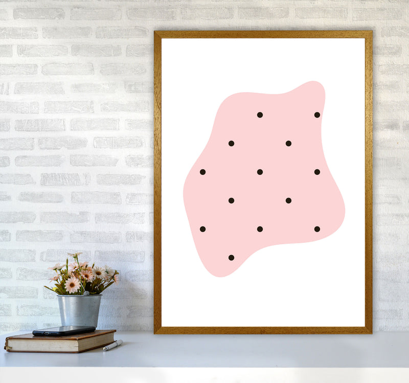 Abstract Pink Shape With Polka Dots Modern Print A1 Print Only