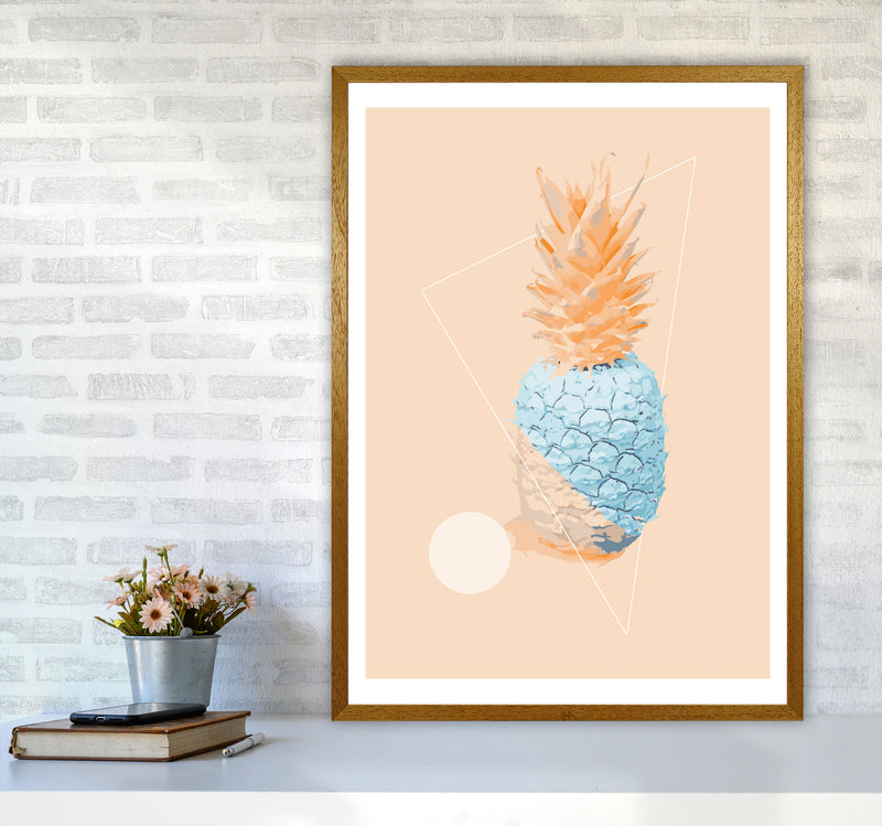 Blue And Pink Pineapple Modern Print, Framed Kitchen Wall Art A1 Print Only