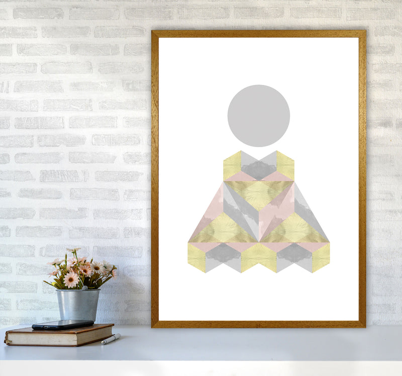 Gold, Pink And Grey Abstract Shapes Modern Print A1 Print Only