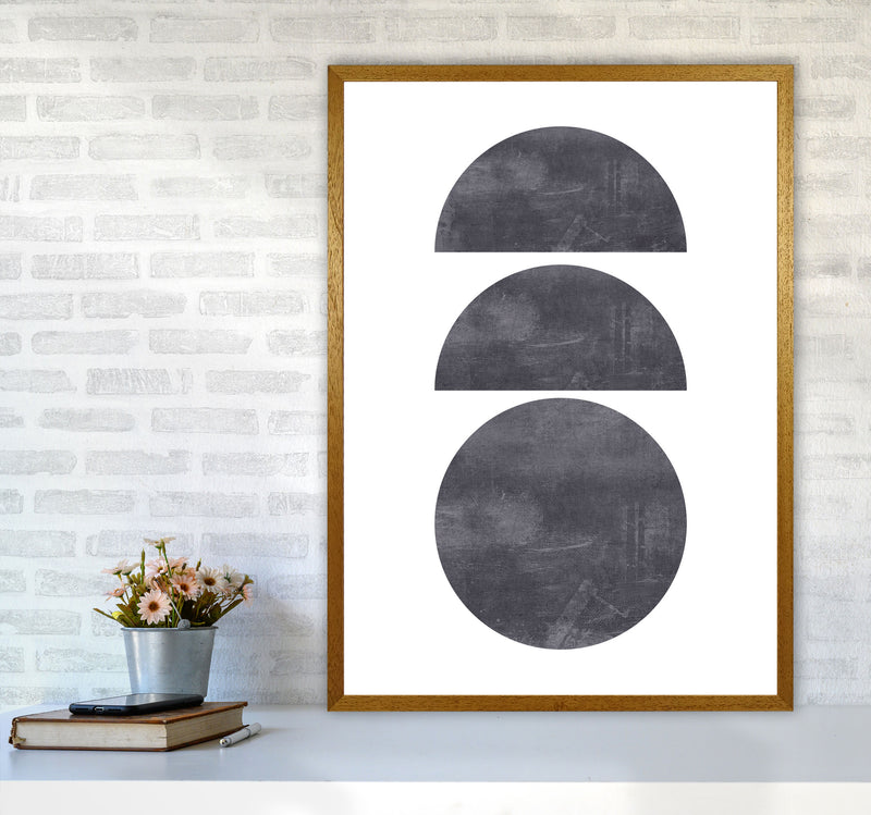 Abstract Scratched Texture Circles Modern Print A1 Print Only