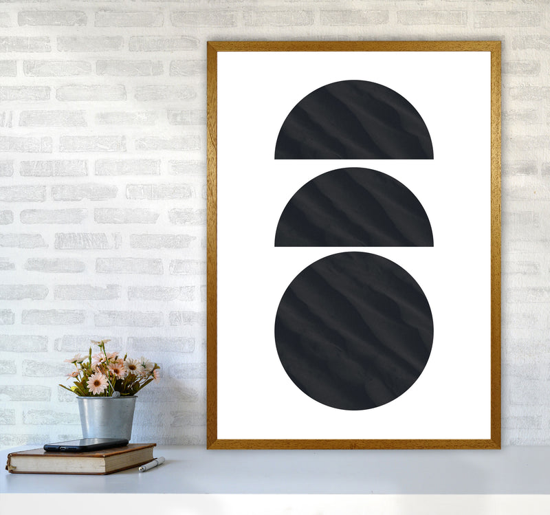Abstract Black Textured Circles Modern Print A1 Print Only