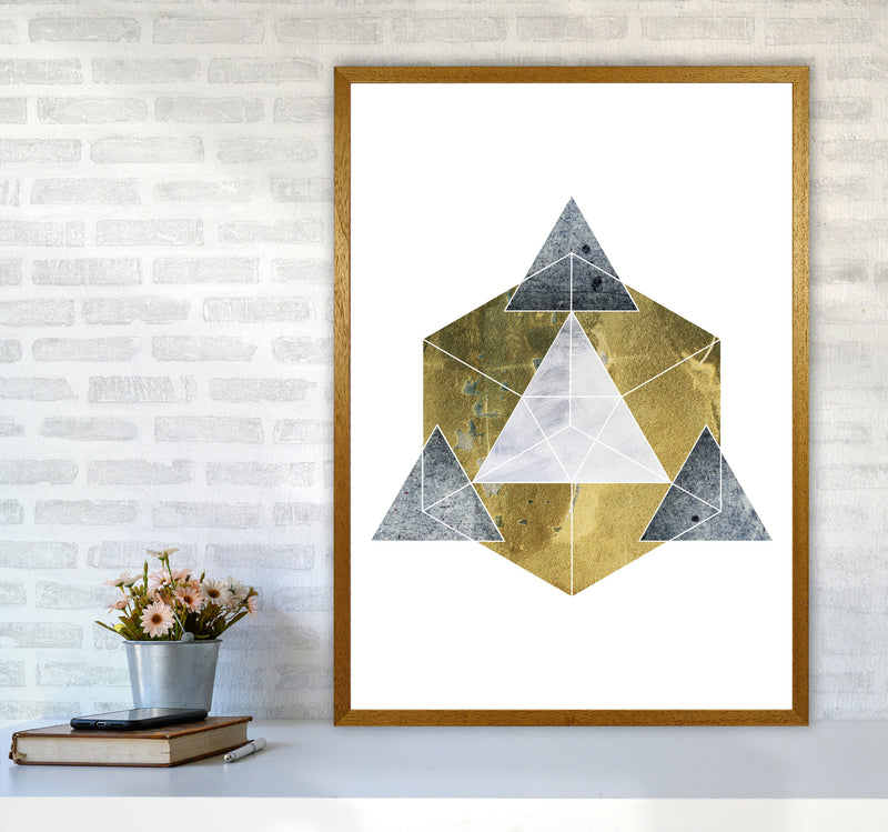 Gold Cube And Grey Geo Abstract Modern Print A1 Print Only