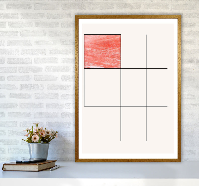 Abstract Red Crayon Geo 1 Modern Print A1 Print Only