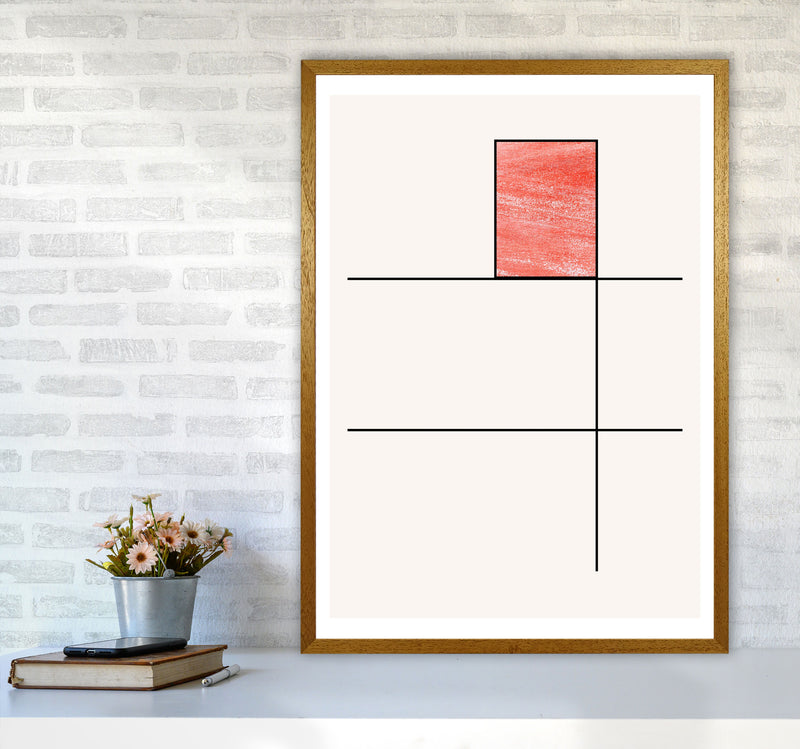 Abstract Red Crayon Geo 2 Modern Print A1 Print Only