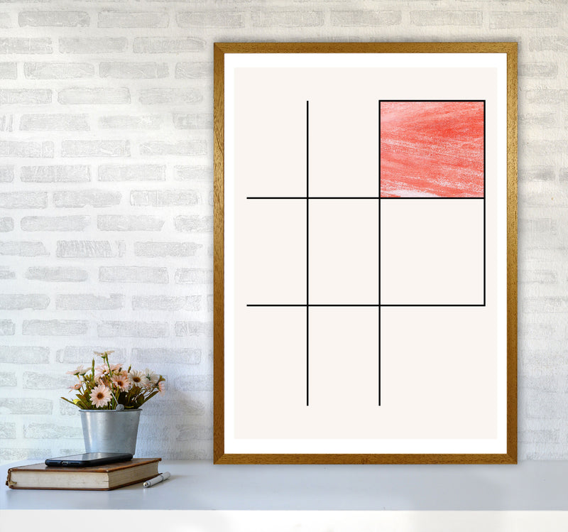 Abstract Red Crayon Geo 3 Modern Print A1 Print Only