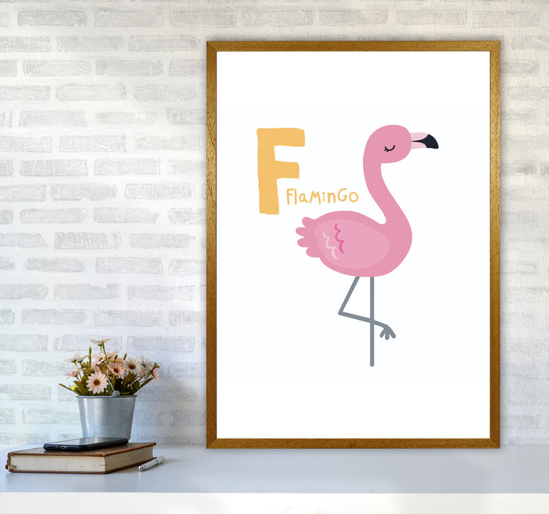 Alphabet Animals, F Is For Flamingo Framed Nursey Wall Art Print A1 Print Only