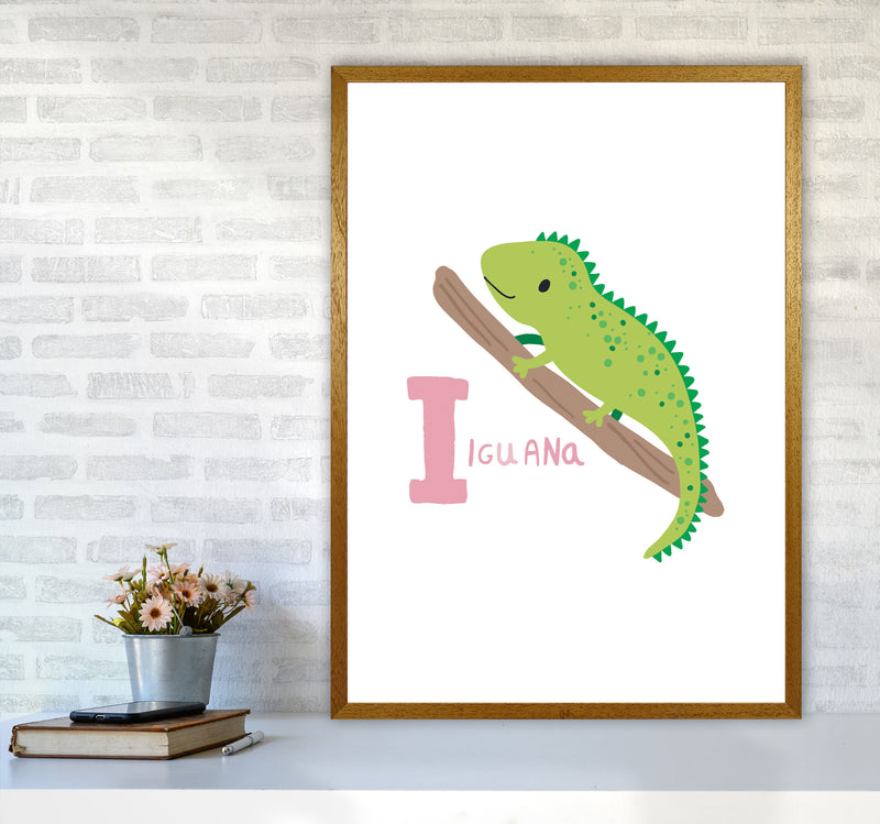 Alphabet Animals, I Is For Iguana Framed Nursey Wall Art Print A1 Print Only