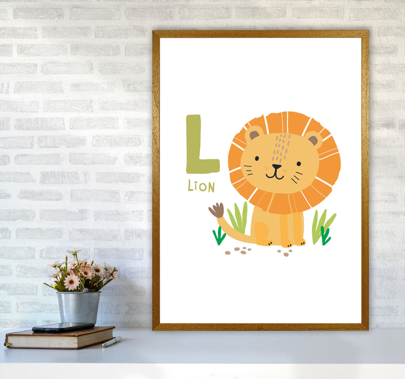 Alphabet Animals, L Is For Lion Framed Nursey Wall Art Print A1 Print Only