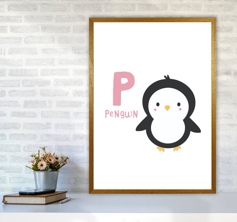 Alphabet Animals, P Is For Penguin Framed Nursey Wall Art Print A1 Print Only