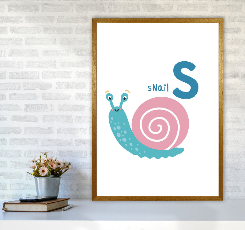Alphabet Animals, S Is For Snail Framed Nursey Wall Art Print A1 Print Only